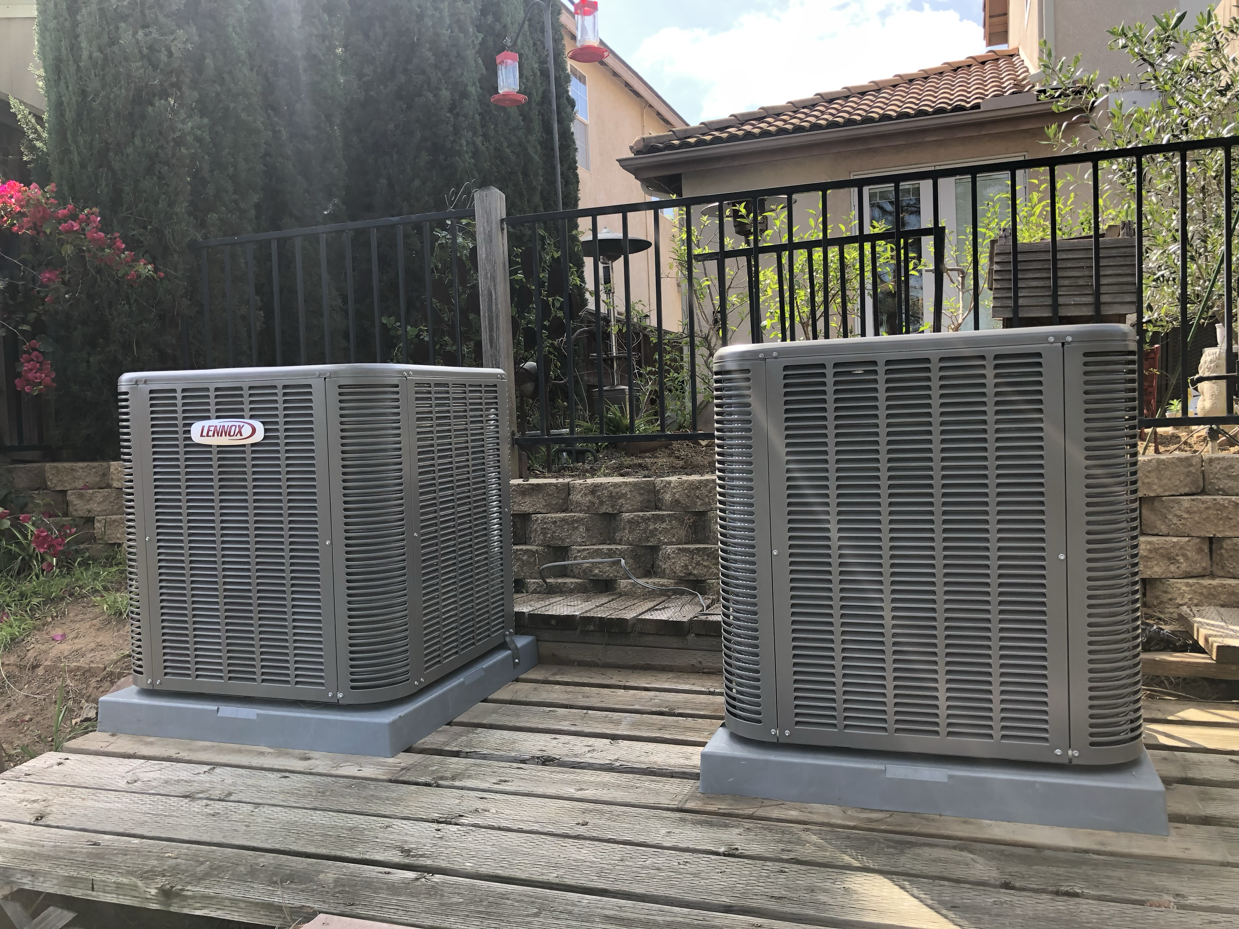 Repaired outdoor air conditioning condenser units